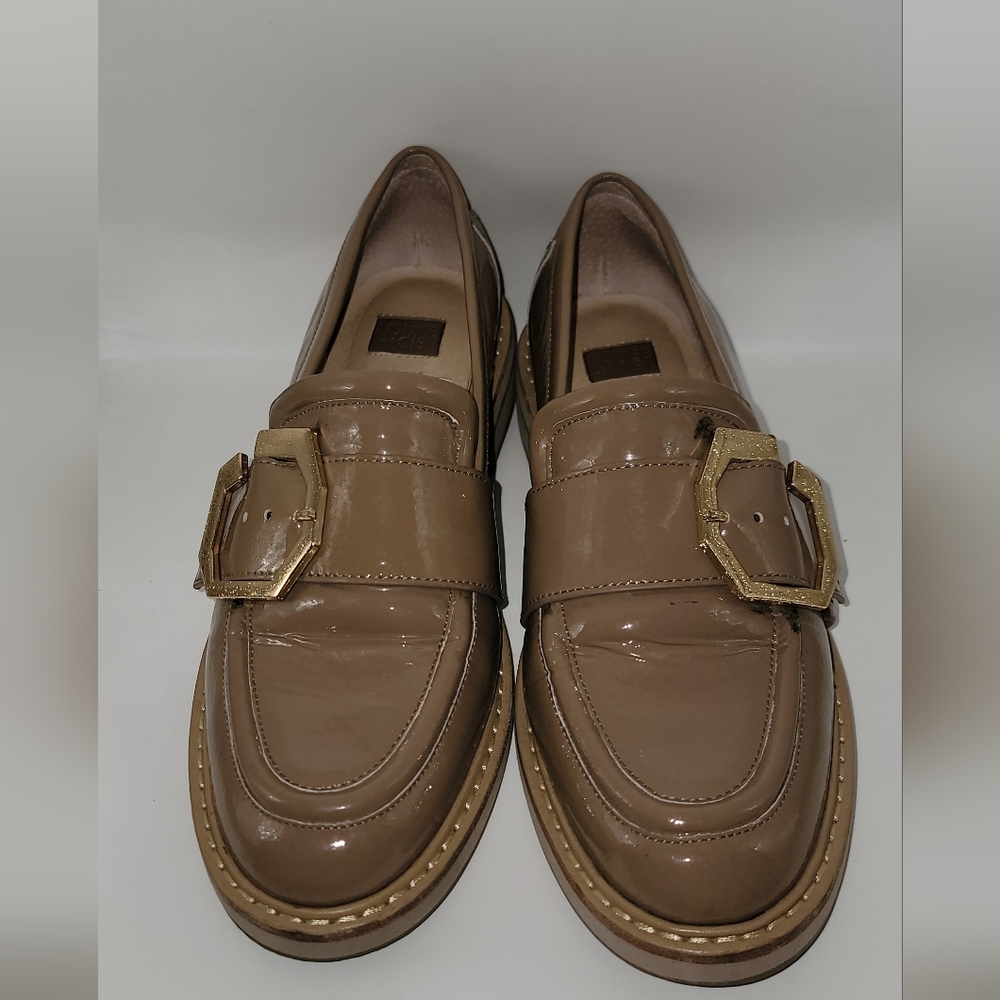 Louise et Cie Elixen Buckle Loafers Slip On Tan Patent Leather Women's Size 6.5